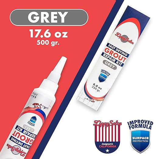ZippySolve Tile Grout, Repair Kit, 2 Pack Grout Filler, Restore & Renew Tile Joints Line, Fast Drying Tile Grout Paint Squeeze Tube for Bathroom Shower Kitchen Floor, Waterproof (17.6 oz, Grey)