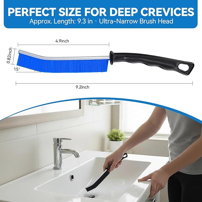 YUNWEIXU Crevice Cleaning Brush Set, 5-Pack Detail Brushes for Tight Spaces, Window Tracks, Gaps, Bathroom & Toilet, Strong Bristle Narrow Crevice Scrub Brushes for Home Cleaning