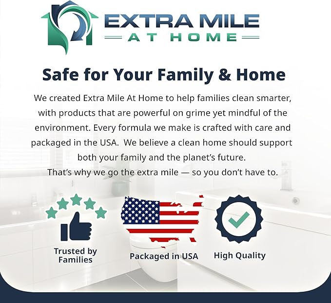 Extra Mile at Home Acid Magic 32 oz Grout Cleaner Bundle with Heavy-Duty Gloves & Grout Brush - 3 Items - Shower Tile Cleaner Removes Limescale, Calcium & Buildup on Swimming Pools and Floors