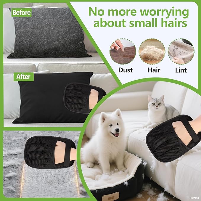 Bumilily Pet Hair Removal Glove for Cats and Dogs - Electrostatic Pet Hair Remover Glove | Reusable Brush Pet Hair Remover for Couch, Carpet, Car Seat & Laundry
