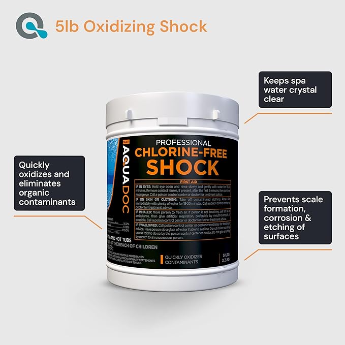 Aquadoc Non-Chlorine Spa Shock for Hot Tub - Chlorine Free Treatment & Enhanced Shock to Assist Bromine - Suitable Oxidizer - 5lbs