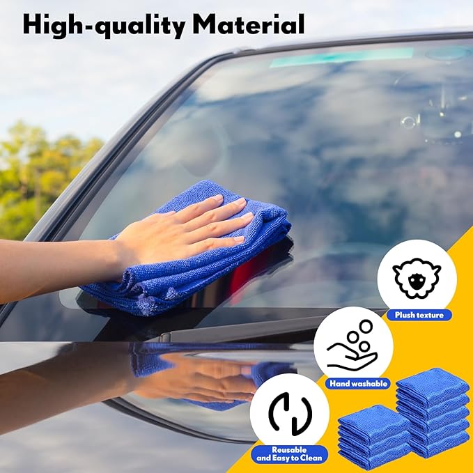Newwiee 150 Pcs Microfiber Cleaning Cloth 6"x 6" Inch Softer Highly Absorbent Reusable Cleaning Rags for Kitchen Car Glass Home(Blue)
