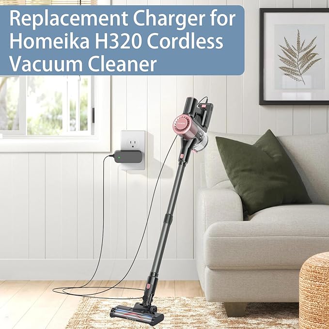 Charger for Homeika Cordless Vacuum, AC Adapter Compatible with Homeika H320 H 320 22.2V 2200mAh Li-ion Battery 200W 20Kpa Cordless Handheld Stick Vacuum