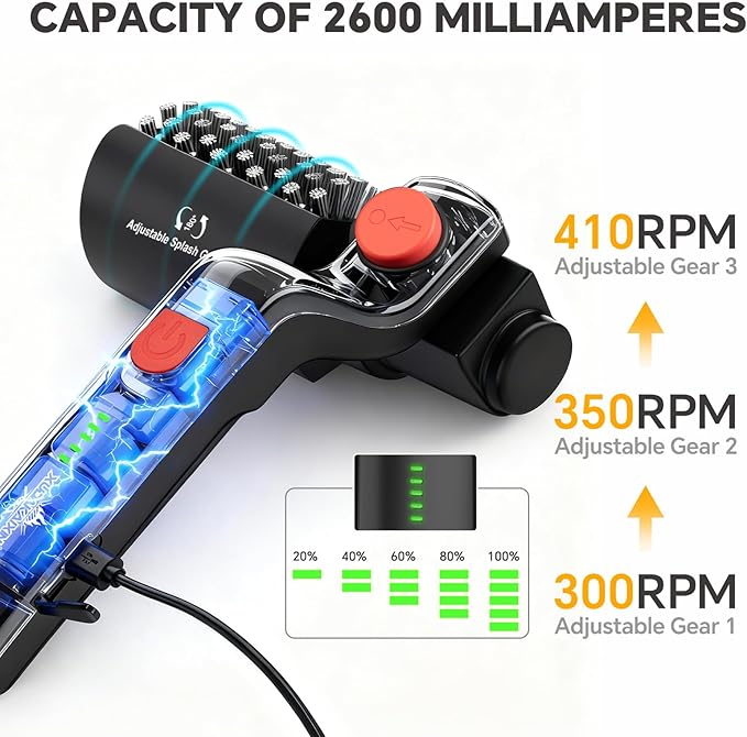 XUDAKAIXIN Electric Rotary Grill Brush with 1 Replacement Head,Cordless Rechargeable Grill Cleaning Brush with Adjustable Angle,No Bristle Shedding,Gifts for Men/Dad