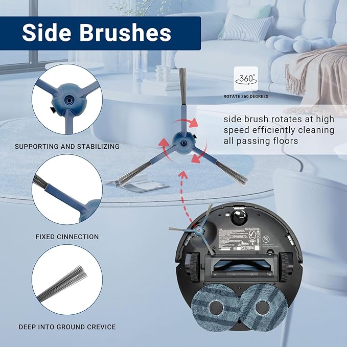 JoyBros 27-Pack Big Accessories Kit For Eufy Omni C20, Replacement Parts include 2 Main Brush, 6 Side Brushes, 6 Dust Bags, 6 Mop Pads, 6 Washable Filters, 1 Cleaning Tool