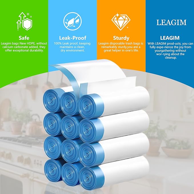 Small Trash Bags 1 Gallon, 360 Count -1.2 Mil Drawstring Mini Garbage Bags, White Plastic Trash Can Liners for Bathroom Accessories, 4 Liter, Bedroom, Dorm Room Essentials, Office