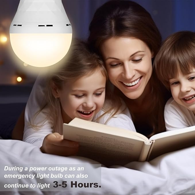 Rechargeable Light Bulbs, 1200mAh Led Battery Backup Bulb for Lamps 6 Pack Emergency Light Bulbs for Power Outage Hurricane Camping 9W 3000K A21 Warm Light Battery Operated Light Bulb E26