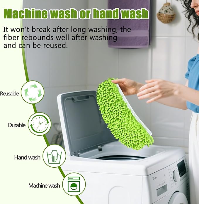 2PCS Reusable Dry Sweeping Cloths Compatible with Swiffer Sweeper Mop,Reusable Microfiber Mop Pads for Swiffer,Replacement Wet Mopping Pad Refills & Washable Dry Sweeping Cloths for Floor Cleaning
