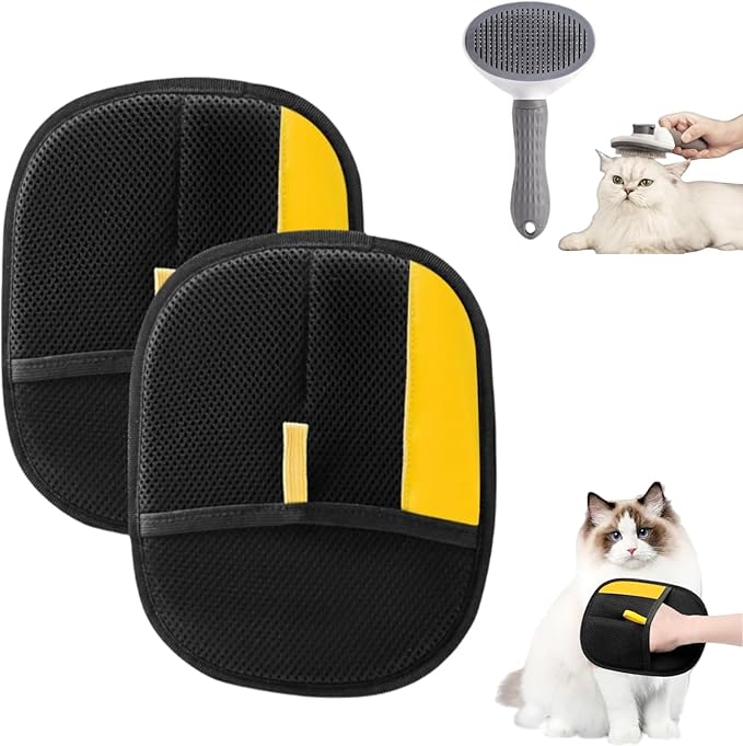 CLPCLP Pet Hair Removal Glove for Cats & Dogs, 2Pcs Newly Upgraded Electrostatic Pet Hair Remover Gloves, Reusable Magic Brush Pet Hair，Pet Hair Remover for Laundry, Sofas，Carpets，Clothing