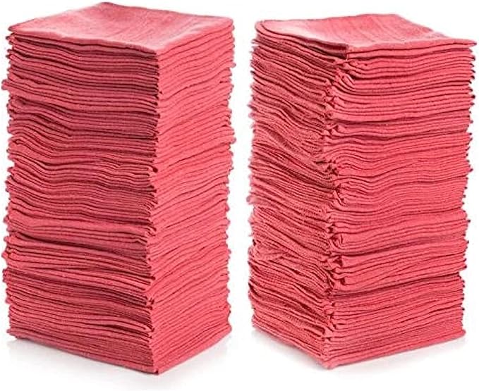 SIMPLI-Magic Cotton Shop Towels 14"x12" (500 Pack) – Reusable Cleaning Shop Rags for Automobiles, Industries, Garage and Homes (Red)