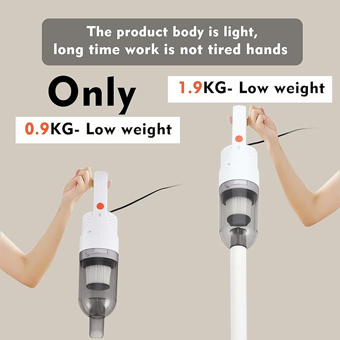 SIPPON 6-in-1 Lightweight Stick Vacuum Cleaner with 100W Powerful Motor, Mini Portable Household Handheld Vacuum Cleaner for Domestic Hard Floors, Carpets and Pet Hair(Porcelain White Corded)