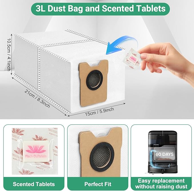 32-Piece Accessories Kit for Eufy Robot Vacuum Omni C20 – Includes: 2 Main Brushes, 4 Filters, 6 Mopping Pad, 6 Side Brushes, 6 Dust Bags, 6 Scented Tablets, 1 Cleaning Brush & 1 Screwdriver