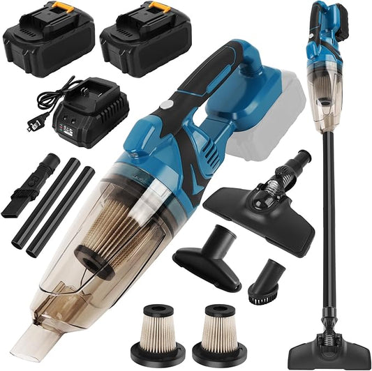 WODHMIEY 20V 11kPa Cordless Handheld Vacuum, Electric Vacuum Cleaner Compatible with Battery, Powerful Suction for Home Car Office Cleaning (with 2 Batteries)