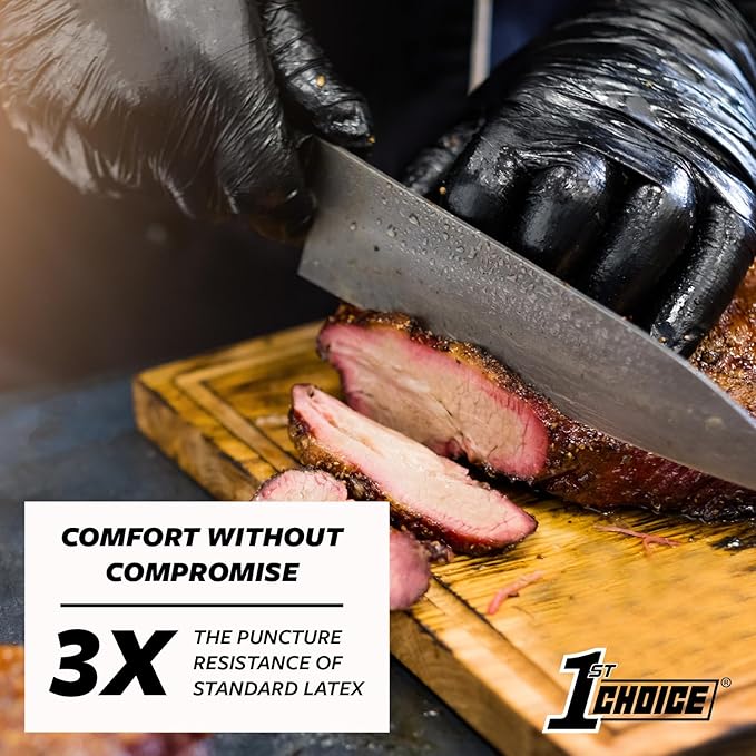 1st Choice Black Nitrile Gloves Disposable Latex-Free 5 Mil Textured for Cooking, Cleaning, Food Prep, Medium, Box of 100