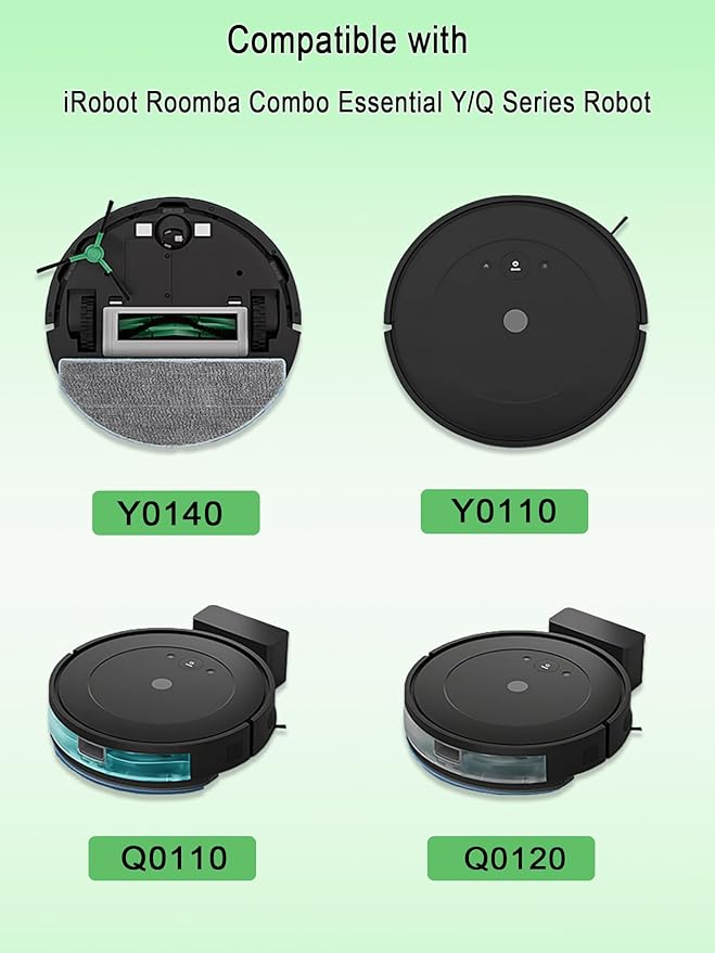 E-HAO Replacement Parts for iRobot Roomba Essential Q, Y Series, Accessories Kit for 104, 105, Q0120, Q0110, Y0140, Y0110, Y0112, Essential Vac 2 (2 Brushes, 8 Filters, 8 Edge Sweeping Brushes)