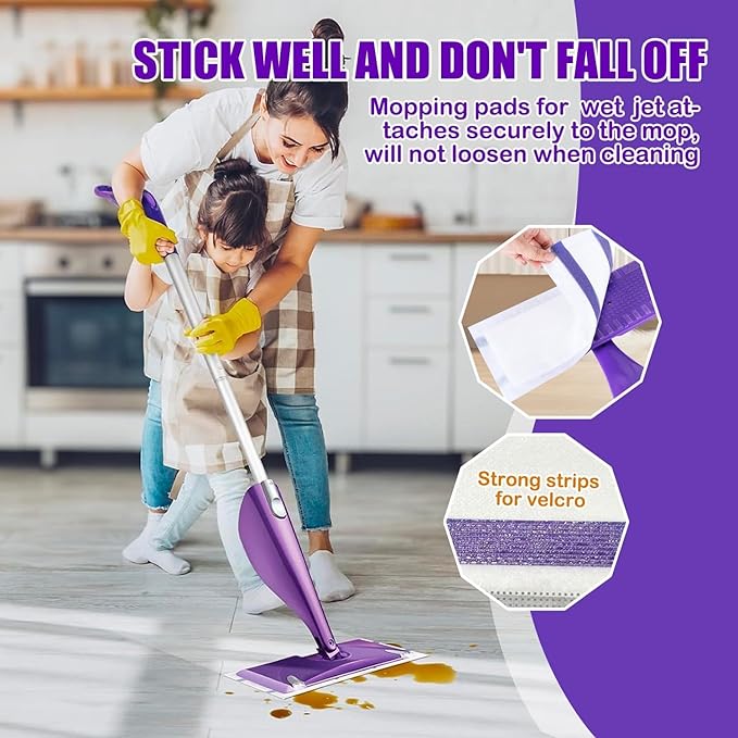 60 Count Wet Jet Pads Compatible with Swiffer Wet Jet Spray Mop, Wet Jet Pads Refill for All Purpose Multi-Surface Hardwood Floor Cleaning, 4 Layers Thickened and Super Absorbentl.