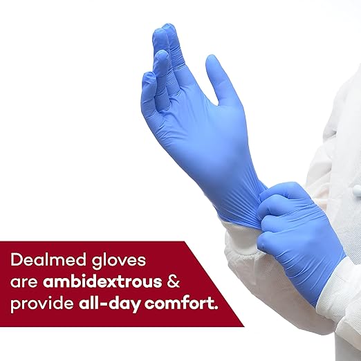 Dealmed Medical Exam Gloves – 200 Count Large Nitrile Gloves, Disposable, Non-Irritating Latex Free, Multi-Purpose Use for a First Aid Kit and Medical Facilities