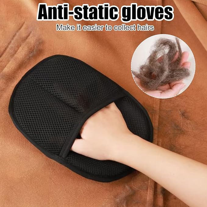 2Pcs Pet Hair Removal Glove for Cats & Dogs, Electrostatic Gloves Pet Hair, Double Sided Reusable Pets Grooming Hair Removal Glove for Washing, Deshedding Furniture, Car, Couch, Carpet