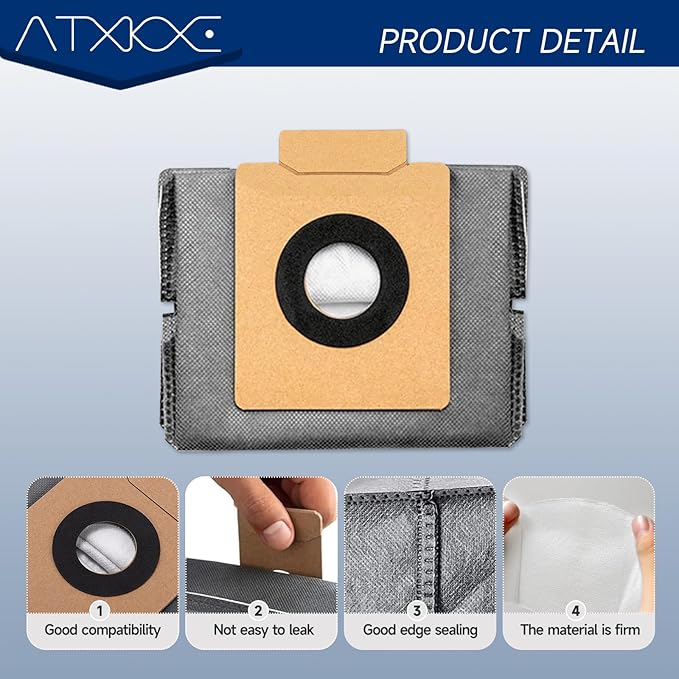 ATXKXE X10 dust Bags for eufy X10 Pro Omni Robot Vacuum and X8 Pro with Self-Empty Station, 4-Layer Replcement Bags, 20 Pack