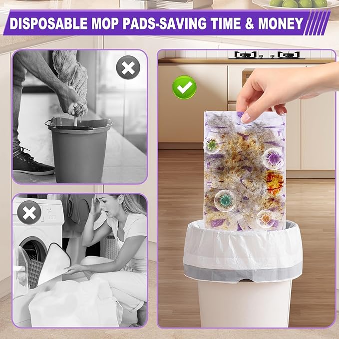IOPRETTY Mop Pads for Swiffer Powermop - 10 Pack Wet Dry Disposable Refills for Hardwood Floor Cleaning - Mopping Replacement for Tile Wood Multi-Surface Floors - Sweeping Cloths for Home Kichen