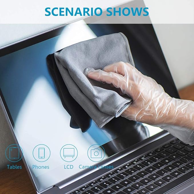 ZHIDIAN Screens Cleaning Microfiber Suede Cloth, 8Pack Streak Free Lint Free Large Rag for Car Screen, TV, Computer, Camera Lenses, Phones, Electronics Devices & All Delicate Surface, 12x12in