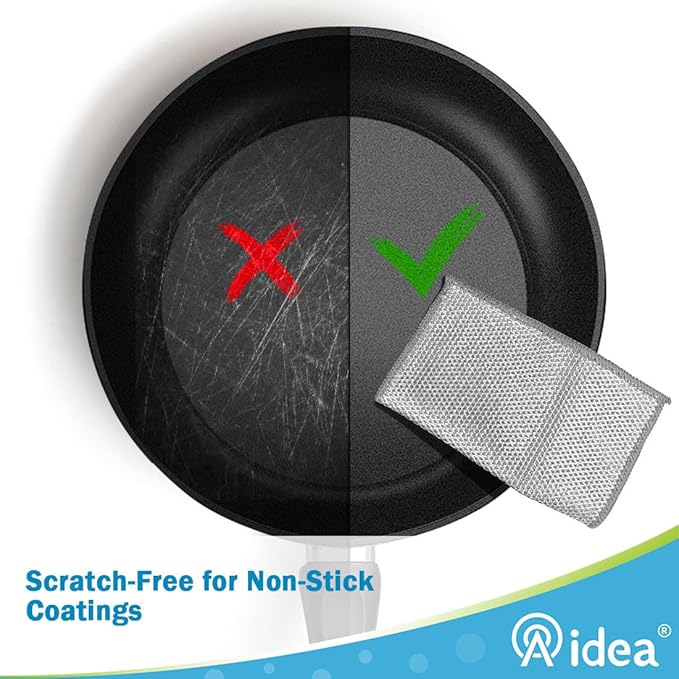 AIDEA Non Scratch Wire Dishcloth 24PK, Wire Dishwashing Rag for Wet and Dry, Washable Dish Rags No Odor, Cleaning Pads Steel Scrubber for Cookware, Sinks, Dishes, Stove Tops, 7"×8"