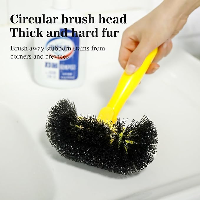 EtenSum Grout Cleaning Brush with Long Handle - Hard Bristle Hand Held Grout Cleaner Brush for Tile Grout, Shower Cupboard Corner Cleaning