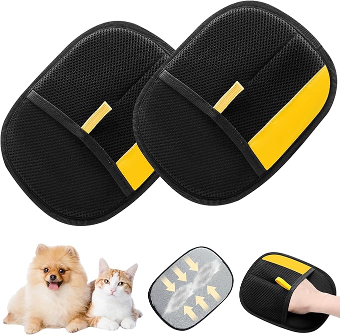 HONGYUNDA 2pcs Pet Hair Removal Glove for Cats & Dogs, 2025 New Upgrade Efficient Grooming Gloves for Pet Hair, Cat Grooming Gloves for Hair Removal, Reusable Pet Hair Remover Glove