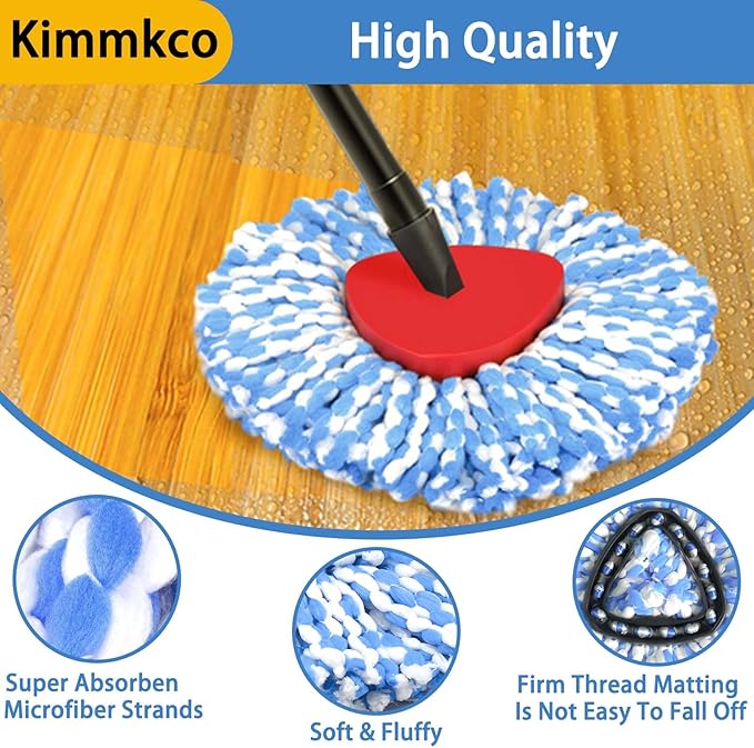 6 Pack Spin Mop Head Replacement for O Cedar RinseClean Spin Mop Refill, Mop Replace Head for Only 2-Tank System, Fluffy Microfiber, Machine Washable
