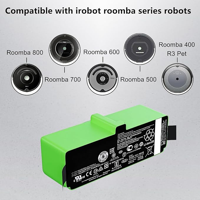 Lcenerga for iRobot Battery Replacement Roomba Battery Compatible with Roomba 890 891 895 877 860 850 805 801 700 695 690 685 680 677 675 671 670 665 652 640 614 615 500 400 Blade 15 Series 1800Li