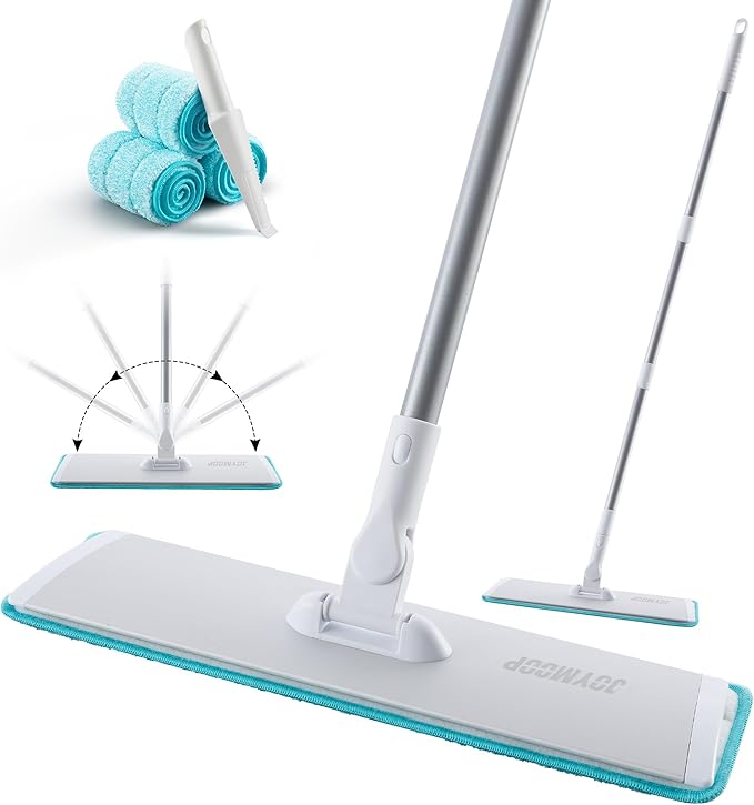 JOYMOOP 18 Inch Commercial Dust Mop for Hardwood Floors, Heavy Duty Industrial Wet Dry Mops with Telescopic Handle, Includes 5 Microfiber Mop Pads
