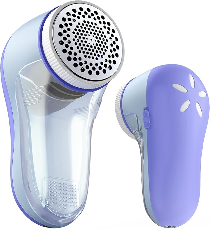 POPCHOSE Fabric Shaver, Lint Remover for Clothes, Electric Lint Shaver with 6-Leaf Blades, Sweater Shavers to Remove Pilling for Clothing, Couch, Furniture, Fuzz, Lint Ball, Bobbles, Bluish-Purple