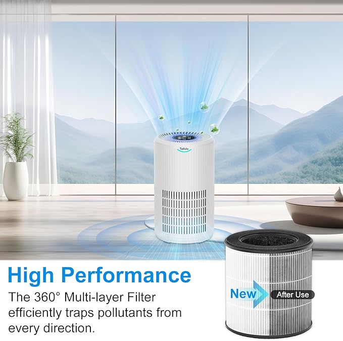 Tailulu 2 Packs D09 Air Purifier Replacement Filter, 3-in-1 True H13 True HEPA Air Cleaner Purifier for Home Large Room Up to 1500 Sq Ft