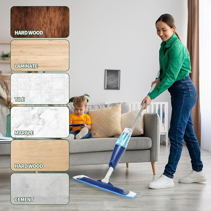 INFICRIME 6 Pack Microfiber Cleaning Pads for Bona Mop, Reusable Microfiber Mop Pads for 18 Inch Mop, Hardwood & Hard Surface Floors Replacement Cleaning Mop Pads, Machine Washes