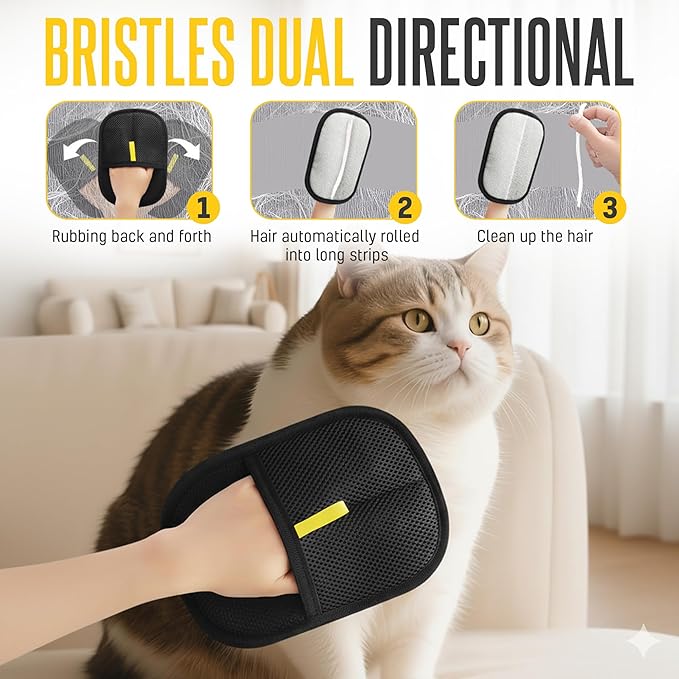 NEXIBY Pet Hair & Fur Remover Glove and Scraper Set – Electrostatic Dog & Cat Hair Cleaner for Sofa, Car Seats, Carpets and Clothes – Reusable, No Adhesive
