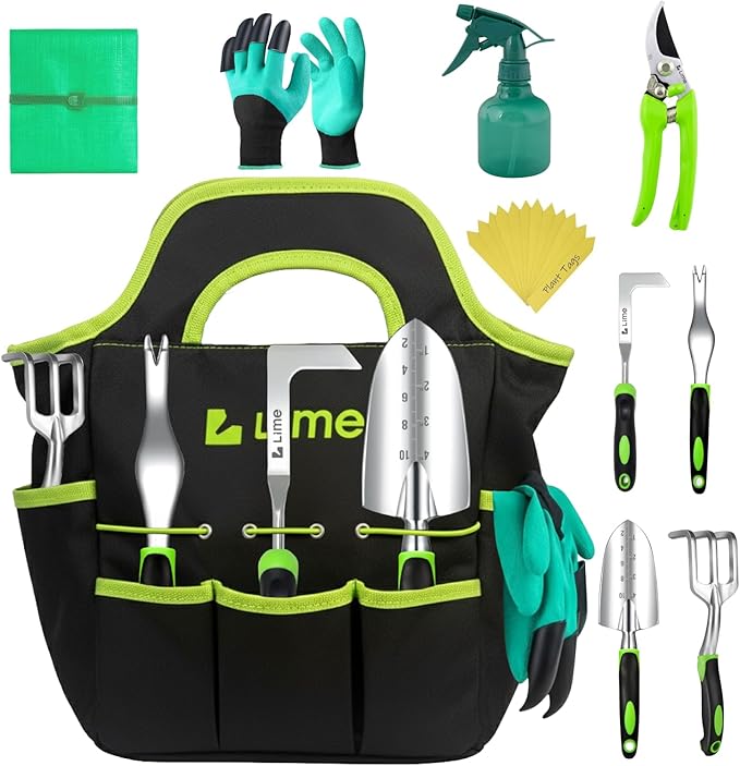 Heavy Duty Gardening Tools with Potting Mat- 24-Piece Gardening Gifts for Women, Men, Mom, Dad - Durable, Ergonomic Garden Tools Set