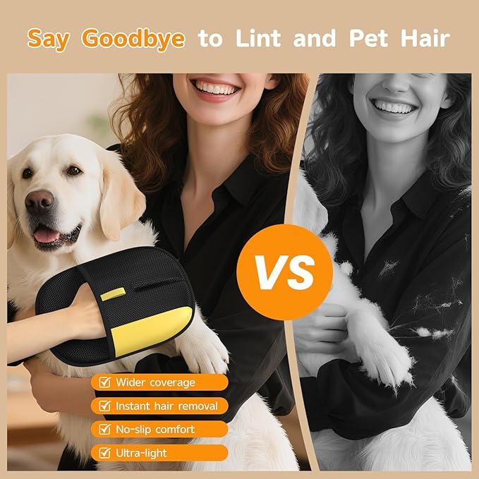 Ulyuhoda Pet Hair Remover - 2025 New Electrostatic Magic Brush Pet Hair Remover Glove, Reusable Cat & Dog Hair Remover Tool for Clothing, Couch, Furniture, Carpet, Car Seat, Cat Grooming Glove, 1 PCS