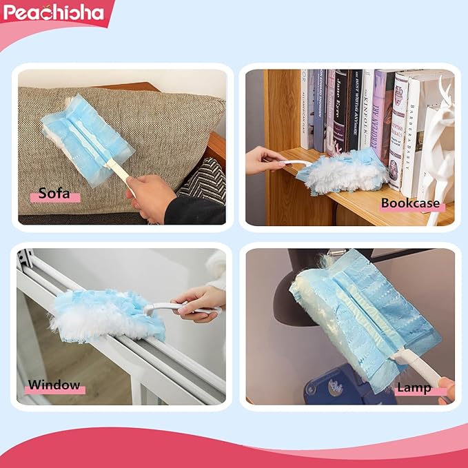 PEACHICHA Disposable Duster Refill Compatible with Swiffer Handle Blue Duster Replacement Head Total 30 Pcs
