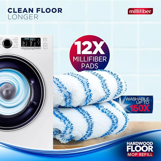 Millifiber Microfiber Mop Refills 15x8 Inches, 12-Pack (Mop is Not Included)