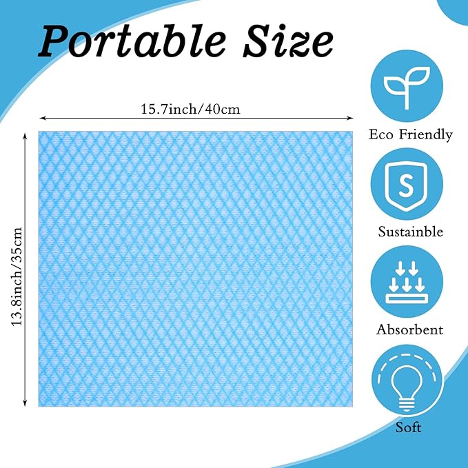 200 Pcs Disposable Dish Cloths for Kitchen Disposable Cleaning Cloth and Towels Handy Cleaning Wipes Disposable Rags for Kitchen and Office(Blue)