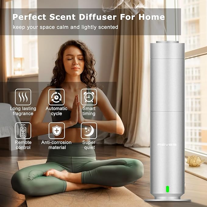 Diffuser Machine for Hotel-Scent Air Machine for Home-Diffusers for Home-Waterless Essential Oil Diffusers-Studio Scent Diffuser-Large Room-Cold Air-Office Fragrance-App Remote Control - Silver