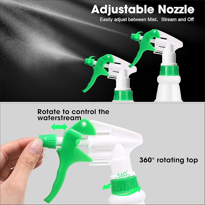 Gerrii 24 Pcs 24oz Plastic Spray Bottle Bulk, Empty Refillable Squirt Bottles for Cleaning Solution, Leak Proof Water Spray Bottle with Adjustable Nozzle and Stickers Commercial Supplies(Mix Color)