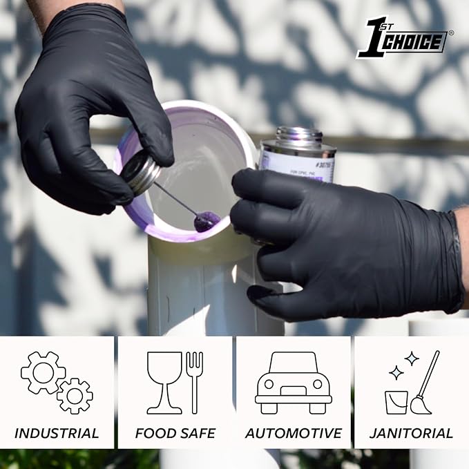 1st Choice Black Nitrile Gloves Disposable Latex-Free 5 Mil Textured for Cooking, Cleaning, Food Prep, XX- Large, Case of 1000