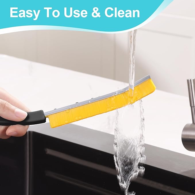 JOYMOOP 4 Pack Crevice Cleaning Brush, Black Hard Bristle Grout Brush, House Cleaning Supplies, Magnetic Gap Cleaning Brush for Kitchen, Bathroom, Window, Toilet, Multifunctional Cleaning Tools