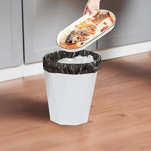 Plastic Trash Can - Waste basketbin for Office,Home,Bathroom,Kitchen - 1.8 Gallon - White