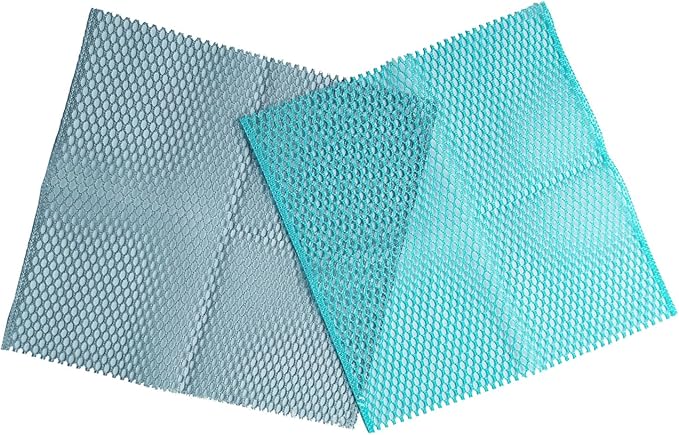 Dish Washing Net Scrubber/Innovative Mesh Cloth, Quick Dry - No More Sponges with Smell / 11.5 by 11.5 inches/Advanced Raw Material-Polypropylene 100% (Mint10 Gray10)