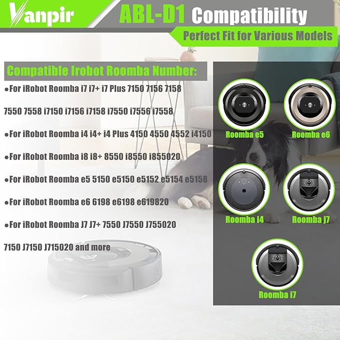 ABL-D1 Battery for iRobot Roomba i7 i7+ j7 j7+ j9 7158 7550 e5 e6 and i4 i4+ i8 i8+ Replacement Lithium Ion Battery for Roomba i and e and j Series (Not Compatible with Roomba Combo Series)