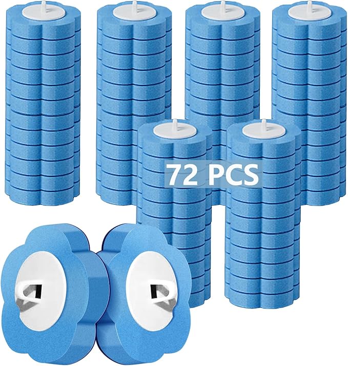Ucaimao 72 PCS Toilet Wand Refills,Toilet Cleaner Refill Pads Disposable Toilet Cleaning System Toilet Bowl Cleaners Scrubbing Pads for Sink Bathtub Wash Basin(Only Refills，Only Fits for Ucaimao)-Blue