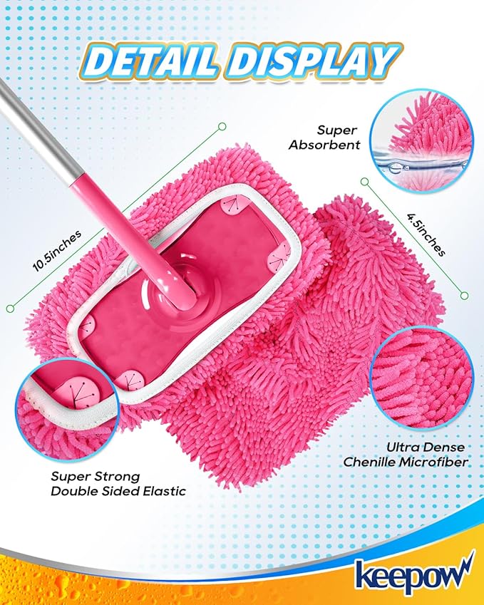 Reusable Microfiber Mop Pads Compatible with Swiffer Sweeper- 2 Pack Dry Sweeping Cloths & Wet Mopping Cloths - Washable Wet Pads Refill for Mopping Floors (Mop is not Included)