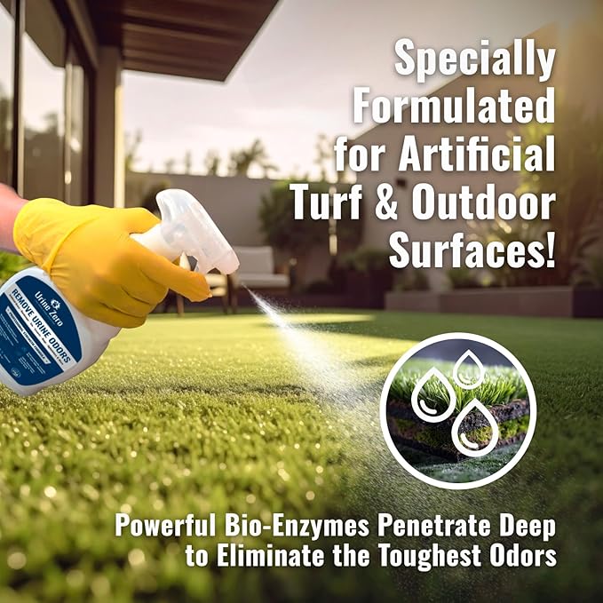 Urine Zero Pet Odor Eliminator Spray - Bio-Enzyme Cleaner for Dog & Cat Urine | Instantly Removes Odors on Artificial Grass, Carpet, Rugs & Tile | Pet & Kid Safe, 32 oz Ready-to-Use